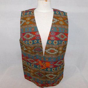 90s ELISABETH Liz Claiborne size 1 ( 1X ) Southwestern Aztec tapestry Vest